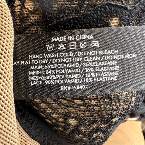 pinsy Sculpting Lace Bodysuit Sheer Mesh Shapewear Lingerie in Black W's Size XL - Picture 9 of 10